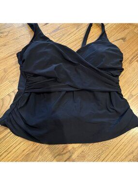 LANDS END WOMENS BLACK TANKINI SWIM TOP 18W